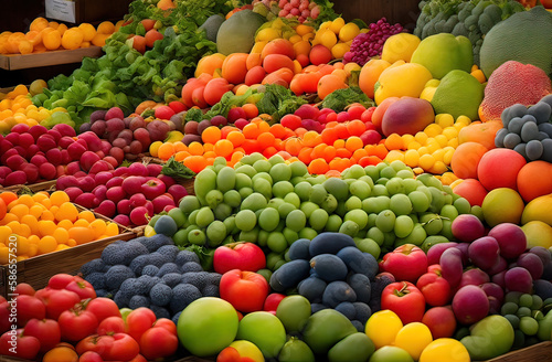 a large display of fruits and vegetables - Generative AI