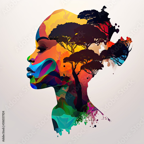 African people colorful illustration africa day concept ai generated