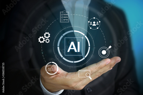 AI learning of digital business and big data, modern artificial intelligence concept , transformation of ideas and adoption of technology, chat Generative Pre-trained Transformer, Ai.
