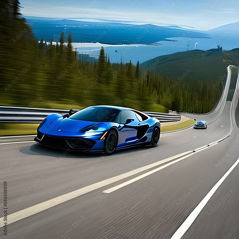 Fototapeta premium Superb Shots of Supercars in Action, car, generative ai 
