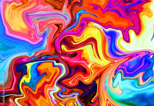 Multicolor digital background With Mixed Liquid Red  blue  yellow Paints. Abstract Fluid Acrylic Painting. Marbled Colorful Abstract Background. Liquid Marble Pattern. 