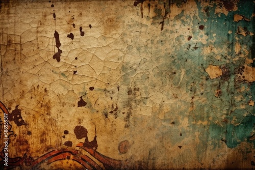 weathered and textured grungy wall with peeling paint. Generative AI