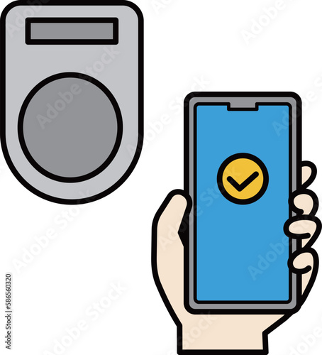 スマートフォンで非接触決済を完了させた時のイラスト