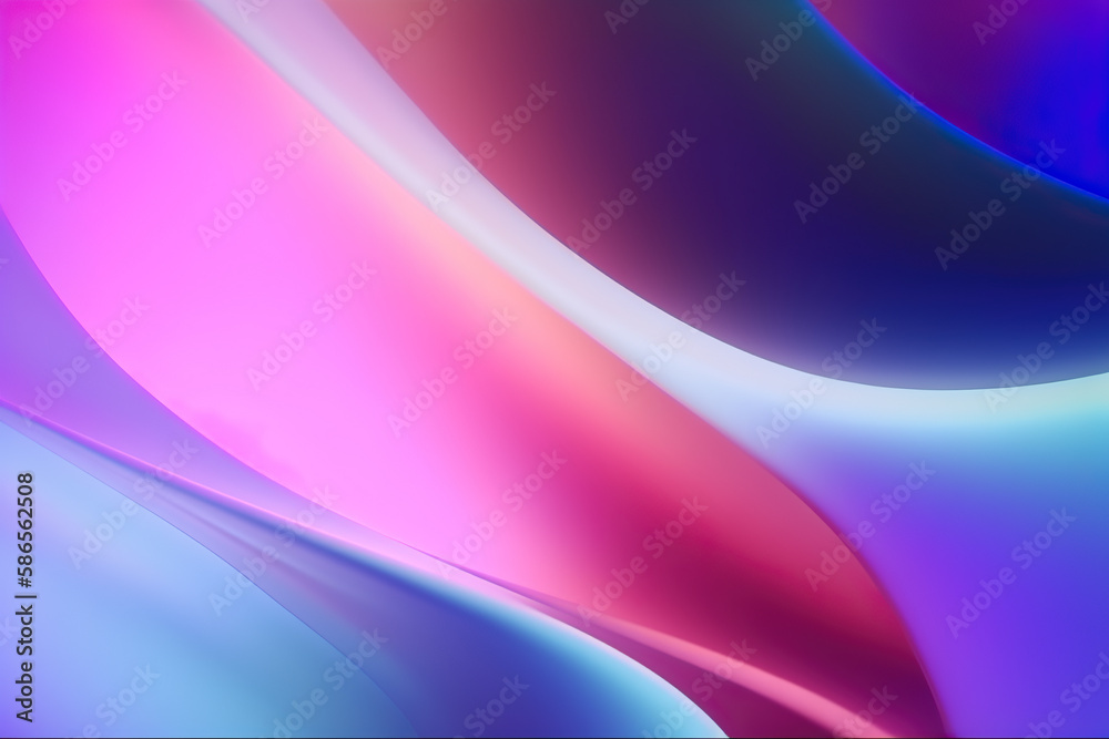 Abstract 3d render iridescent neon holographic twisted wave in motion. Pastel colorful gradient design element for banner, background. Generative AI Abstract 3d render iridescent neon holographic twisted wave in motion. Pastel colorful gradient design element for banner, background. Generative AI