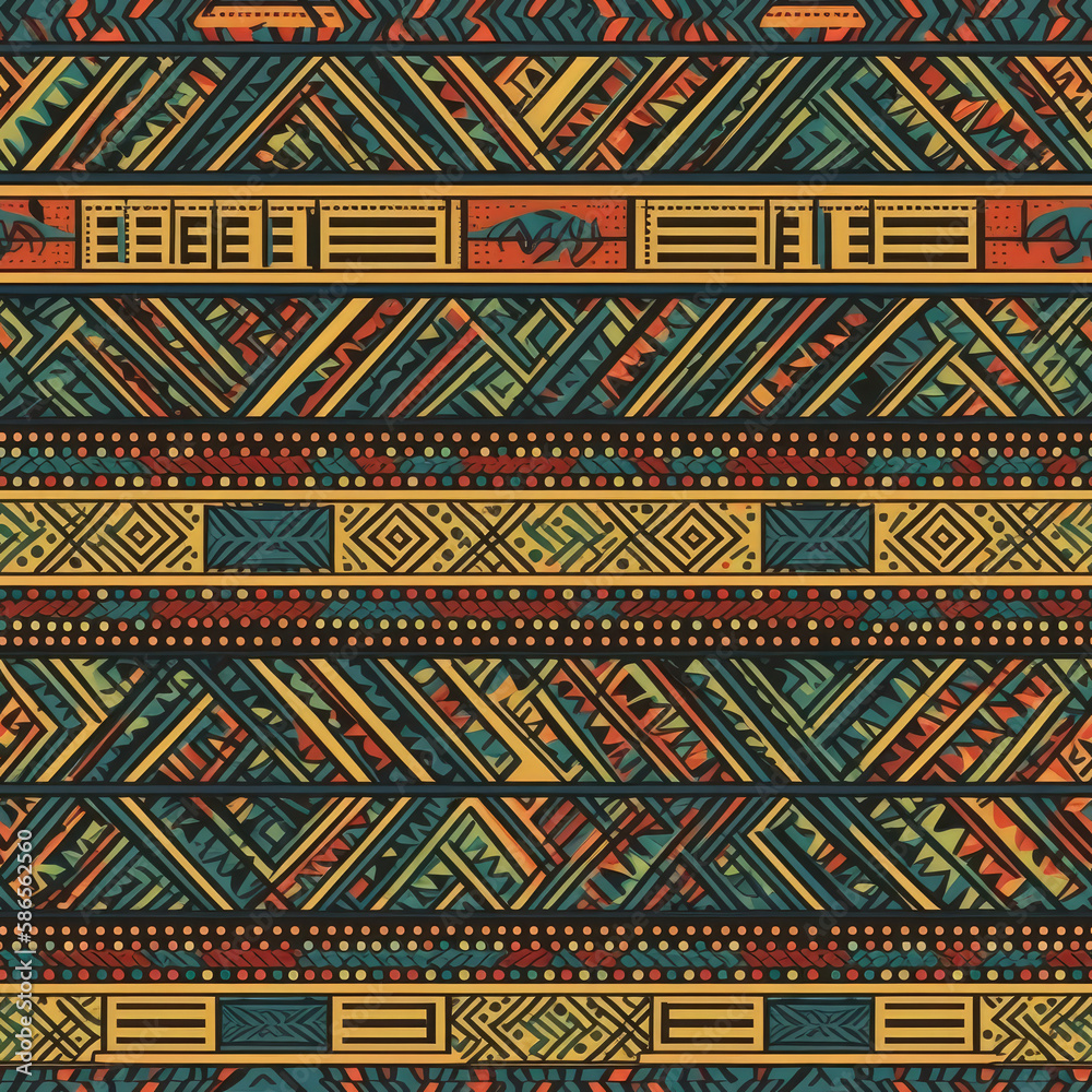 Photo patterned background with colorful african style patterns, background. generative ai