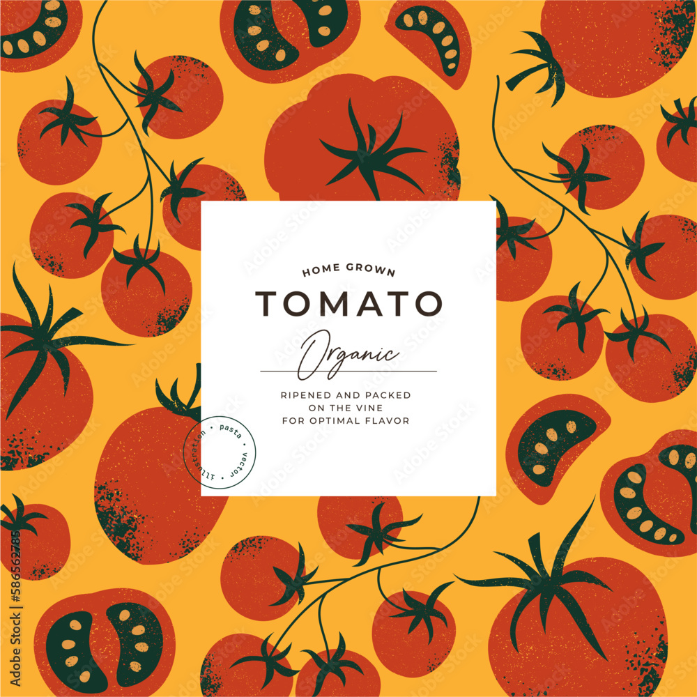 Tomato sauce label packaging design template. Vector illustration Stock Vector Adobe Stock