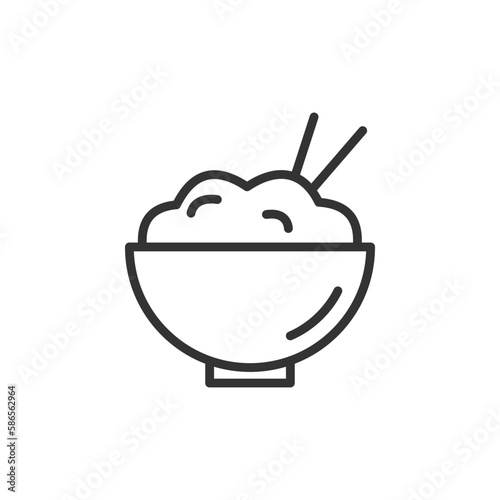 Rice bowl icon vector illustration. Food and cooking. Minimalism vector symbols, line icon for logo, mobile app and website design. Vector illustration, EPS10.