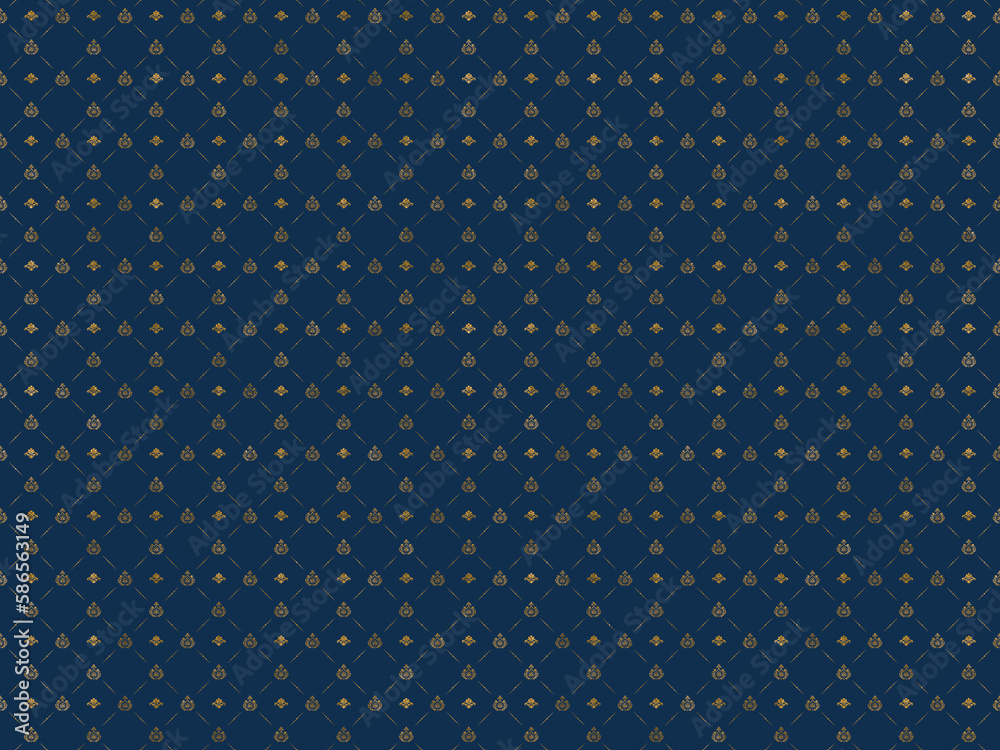 Goldene Ornamente auf blauem Hintergrund.