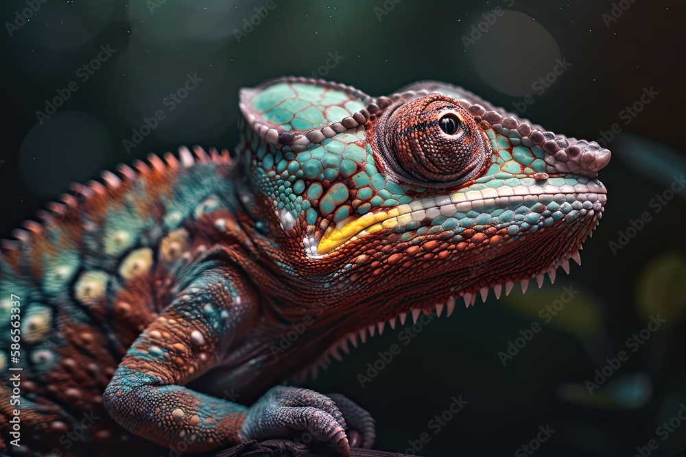 Obraz premium colorful chameleon lizard. Generative Ai
