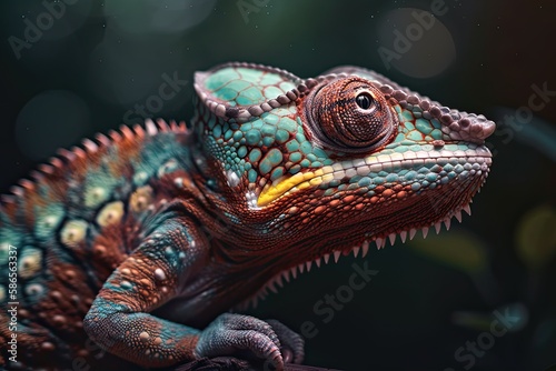 colorful chameleon lizard. Generative Ai