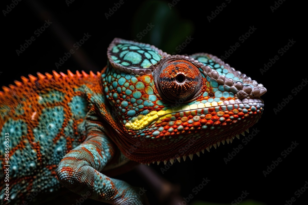 colorful chameleon lizard. Generative Ai