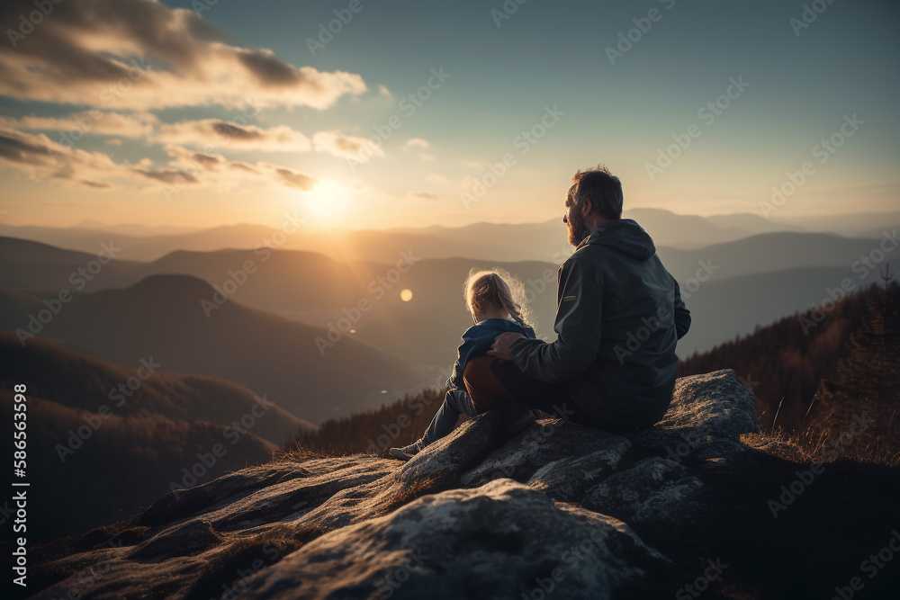 Father and Child on a Mountain Father and Child on a Mountain