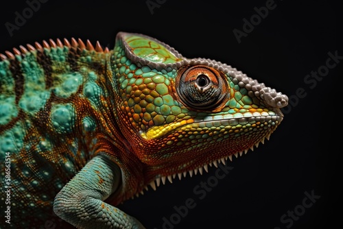 colorful chameleon lizard. Generative Ai © XtzStudio