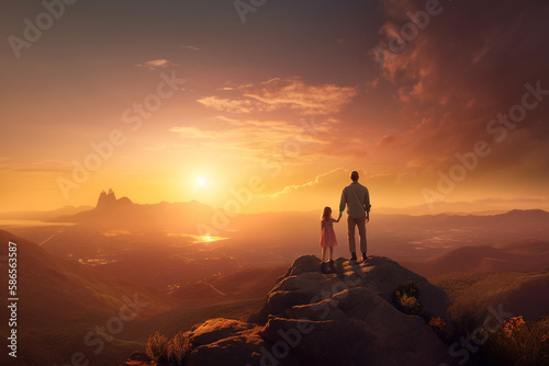 Father and Child on a Mountain