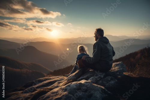Father and Child on a Mountain