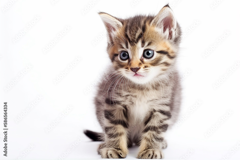 Lovely little kitten on white background. Generative Ai
Lovely little kitten on white background. Generative Ai
