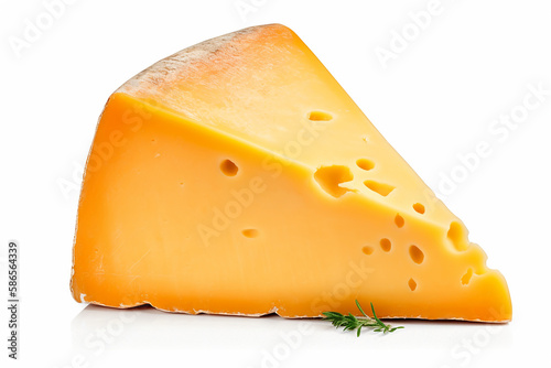 Piece of cheese isolated With clipping path. Generative Ai
