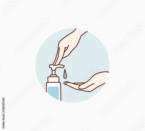 Alcohol gel. Hand wash gel vector. Hand wash gel vector. Hand wash gel symbol. Hand drawn style vector design illustrations.
