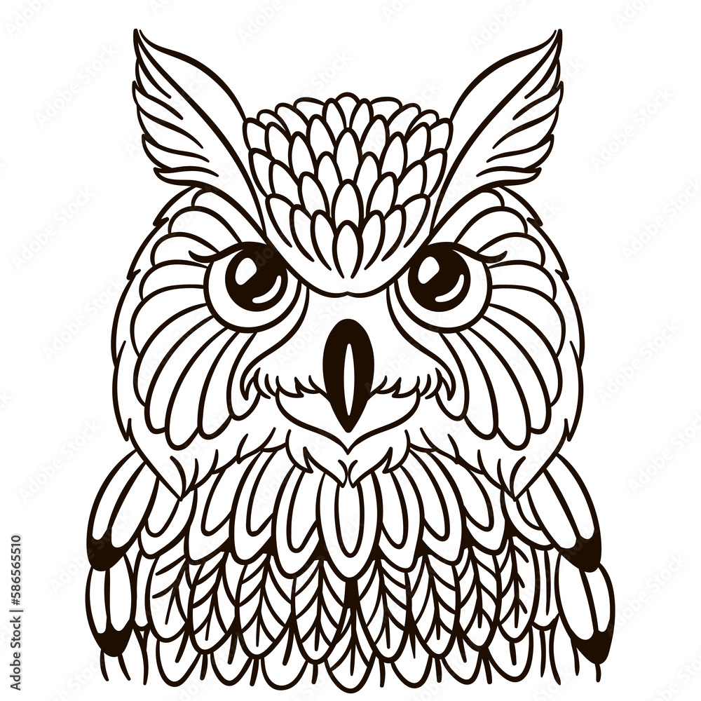 Fototapeta premium Owl cartoon character. Cute baby animal print for kids.