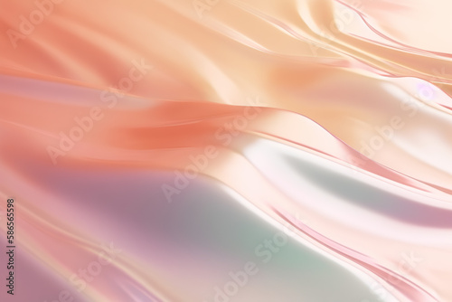 Abstract 3d render iridescent neon holographic twisted wave in motion. Pastel colorful gradient design element for banner, background. Generative AI