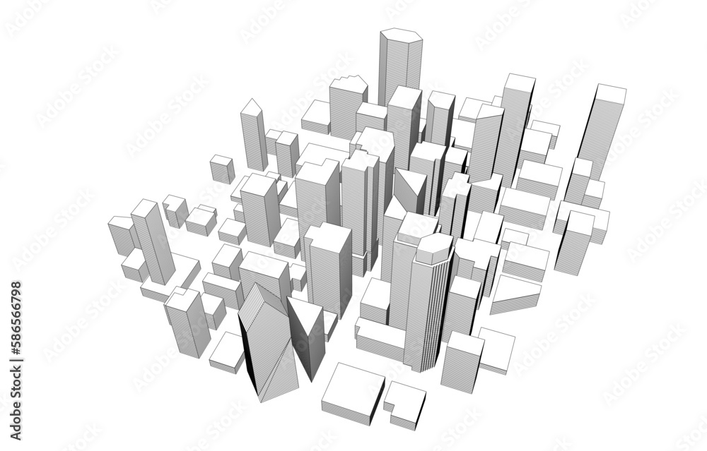 Fototapeta premium skyscrapers in the city 3d illustration