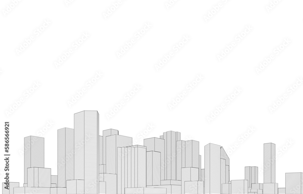 skyscrapers in the city 3d illustration