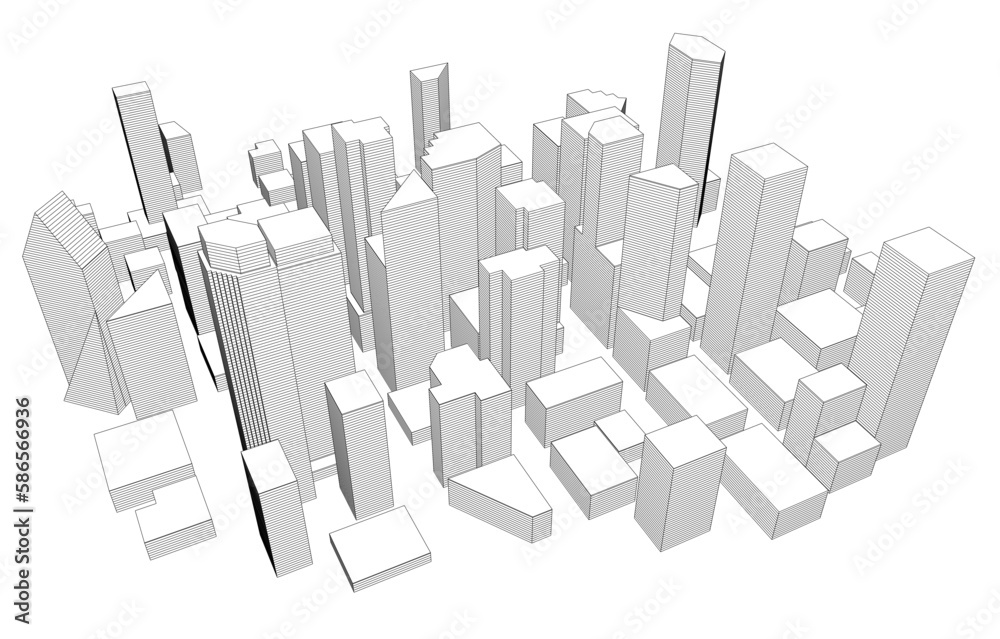 Fototapeta premium skyscrapers in the city 3d illustration