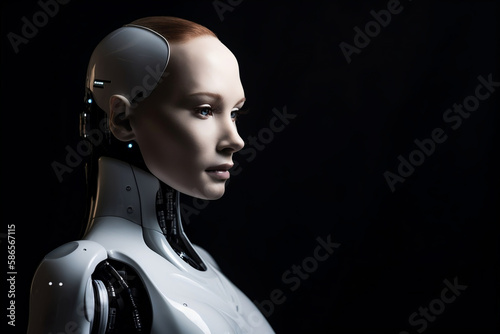 robot android woman. Generative AI.