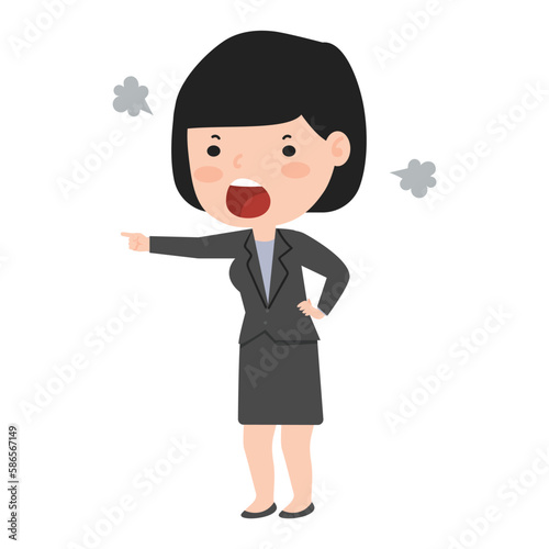 Angry business woman flat cartoon