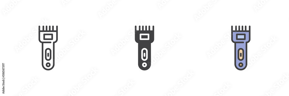 Cordless hair trimmer different style icon set Cordless hair trimmer different style icon set