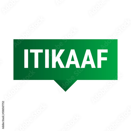 Itikaaf Dark Green Vector Callout Banner with Information on Donations and Seclusion During Ramadan