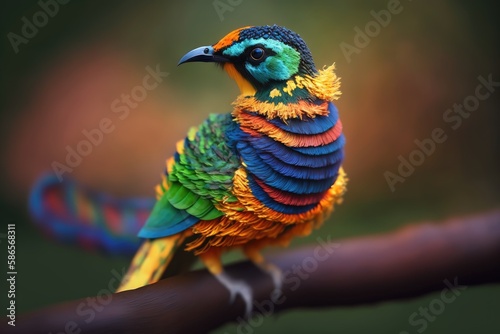 A brightly colored bird background Generative AI © PinkiePie