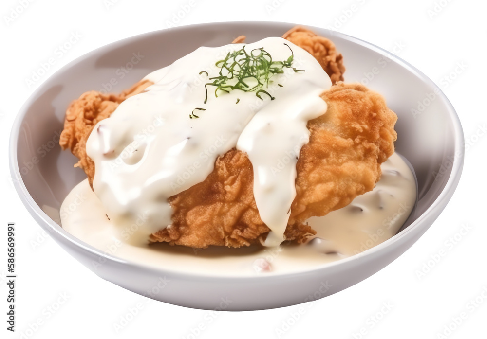 fried chicken fillet with white sauce isolated on transparent background fried chicken fillet with white sauce isolated on transparent background
