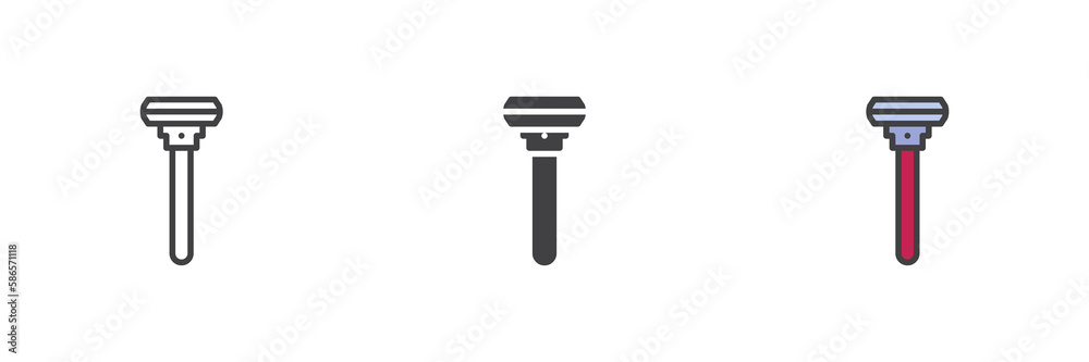 Shaving razor different style icon set Shaving razor different style icon set