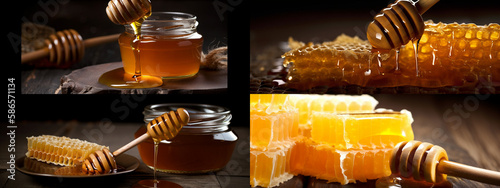 honey, sweet, bees, hive, sticky, golden, syrup, apiary, beekeeping, nectar, pollen, comb, honeycomb, raw, natural, harvest, beekeeper, honeybee, medicinal, antibacterial, generative ai