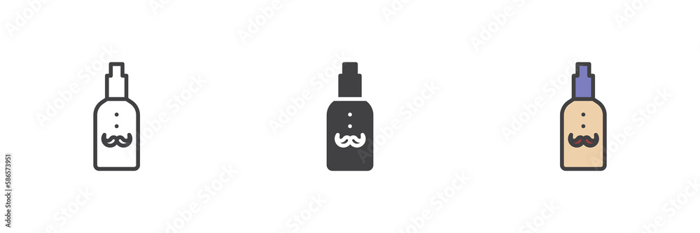 Obraz premium Mustache care oil different style icon set