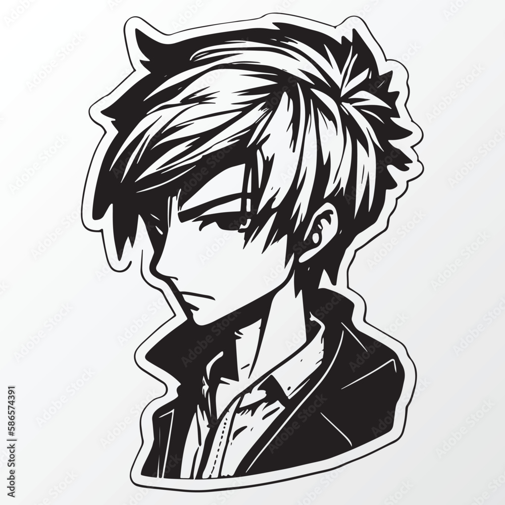 Cartoon Boy Character Sketch In Anime Style Stock Vector Adobe Stock 2552