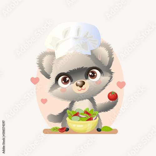 Raccoon drawn in cartoon style