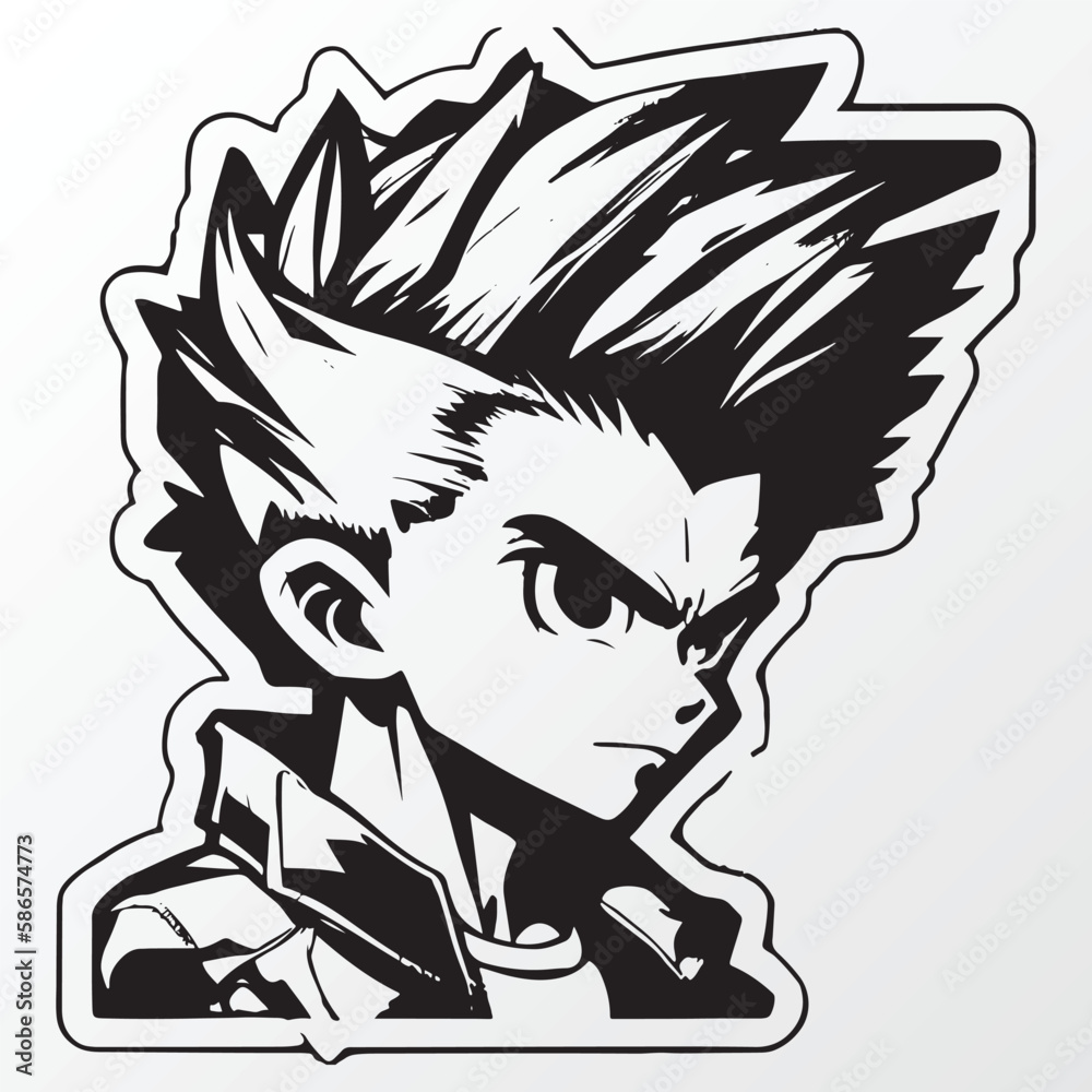 Cartoon boy character sketch in anime style Cartoon boy character sketch in anime style