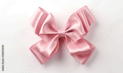  a large pink bow on a white background with a clipping path to the top of the bow and the bottom of the bow to the bottom of the bow. generative ai