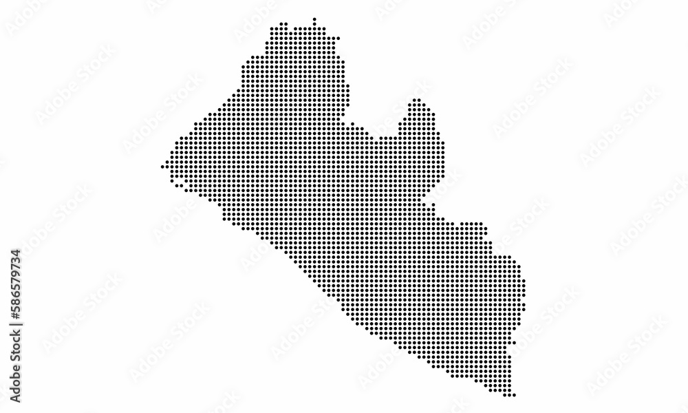 Obraz premium Liberia dotted map with grunge texture in dot style. Abstract vector illustration of a country map with halftone effect for infographic.&nbsp;