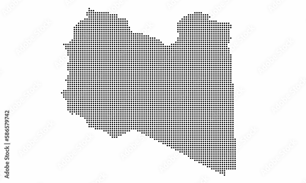 Libya dotted map with grunge texture in dot style. Abstract vector illustration of a country map with halftone effect for infographic. 
