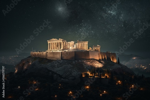 Fotografie, Tablou Athens at night, Greece