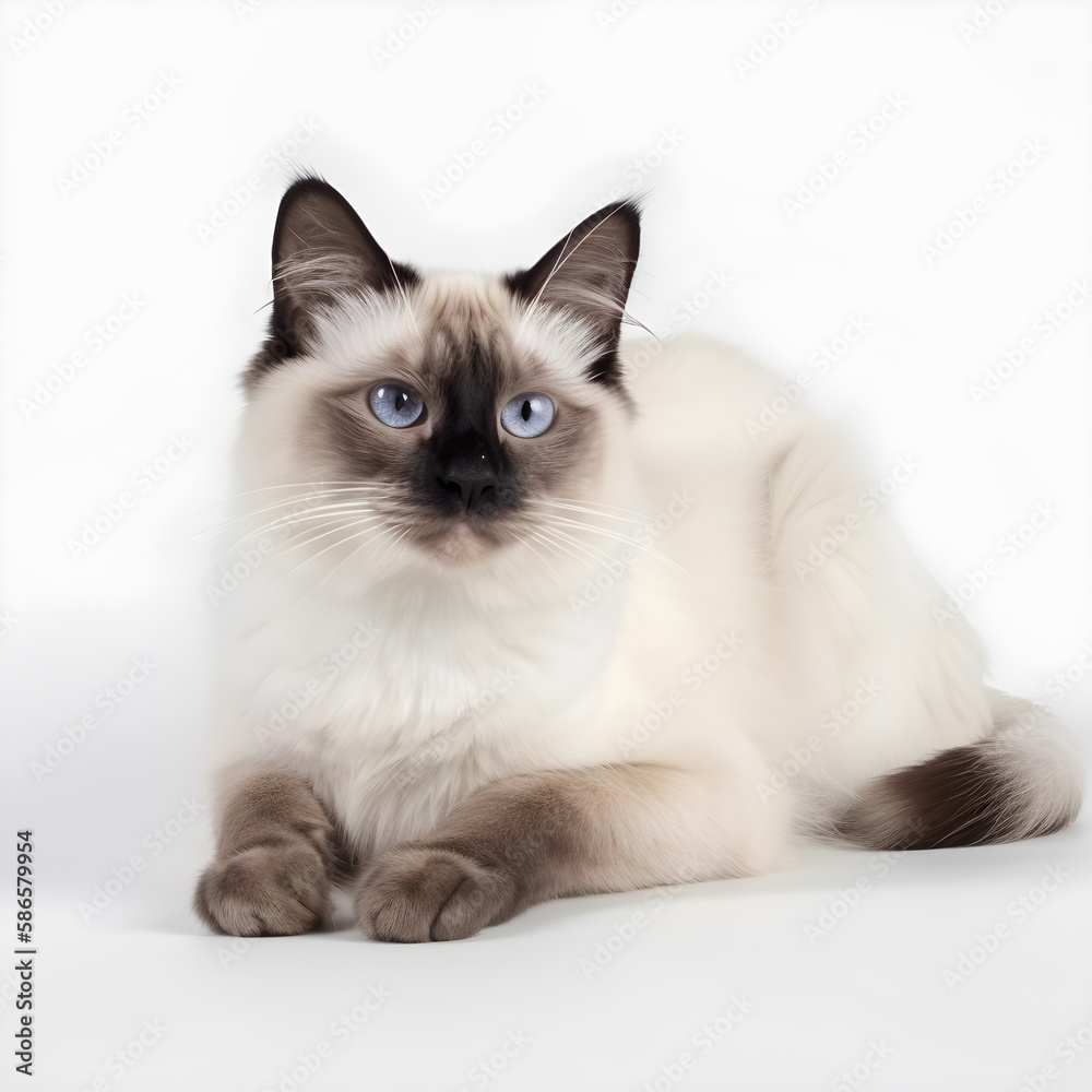 Persian cat portrait on white