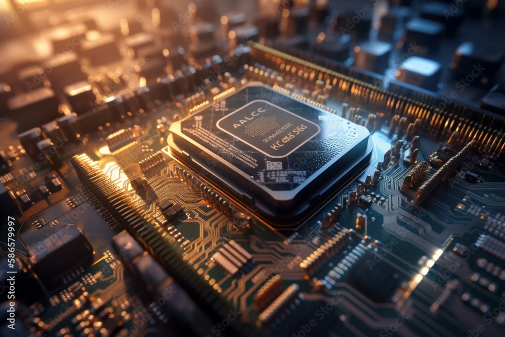 3D Illustration Advanced Mobile Microprocessor Connecting with a