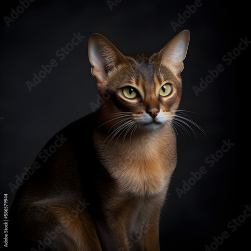 cat portrait on black