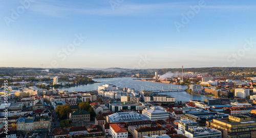 Fototapeta Naklejka Na Ścianę i Meble -  Drone picture city during the summer. Jönköping, Sweden,