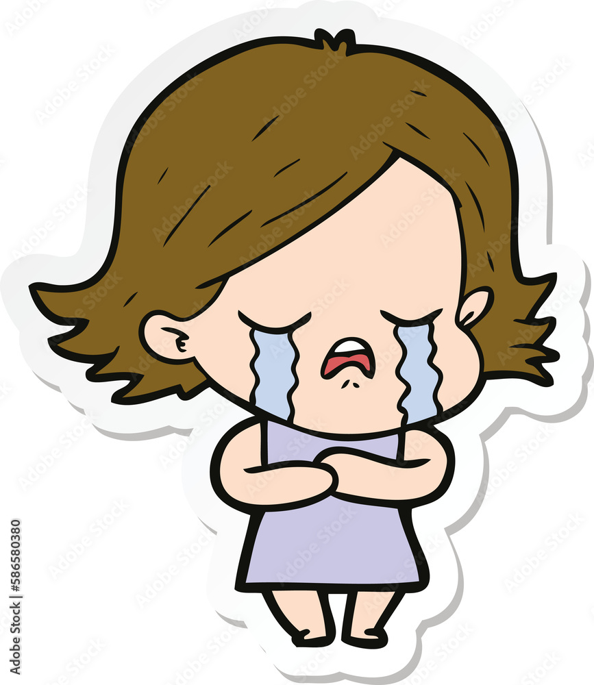 sticker of a cartoon girl crying sticker of a cartoon girl crying