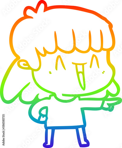 rainbow gradient line drawing cartoon woman