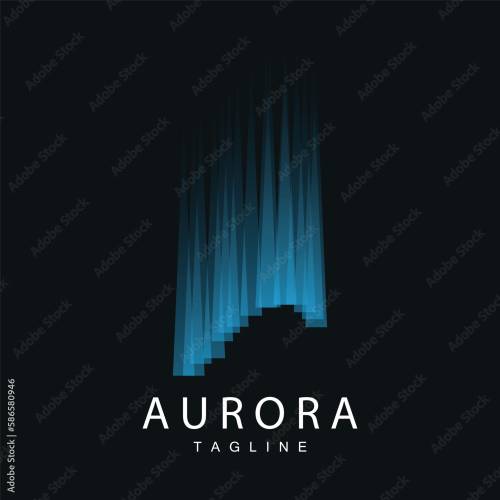 Fototapeta premium Aurora Logo, Simple Design Amazing Natural Scenery Of Aurora, Vector Icon Template, Illustration